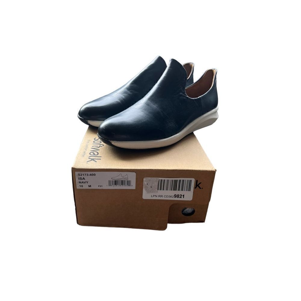 Softwalk Isa Navy Leather Slip On Sneakers